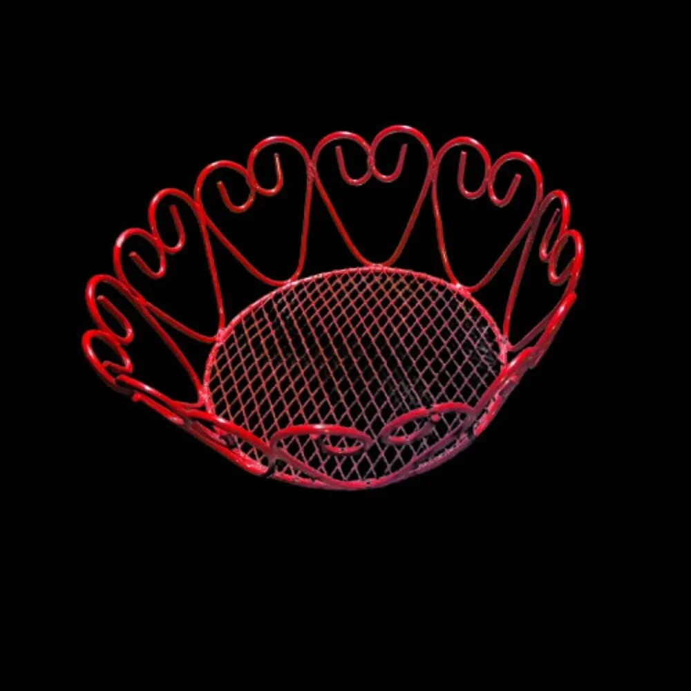 Red Covered Metal Valentine's Day Candy Dish Decor